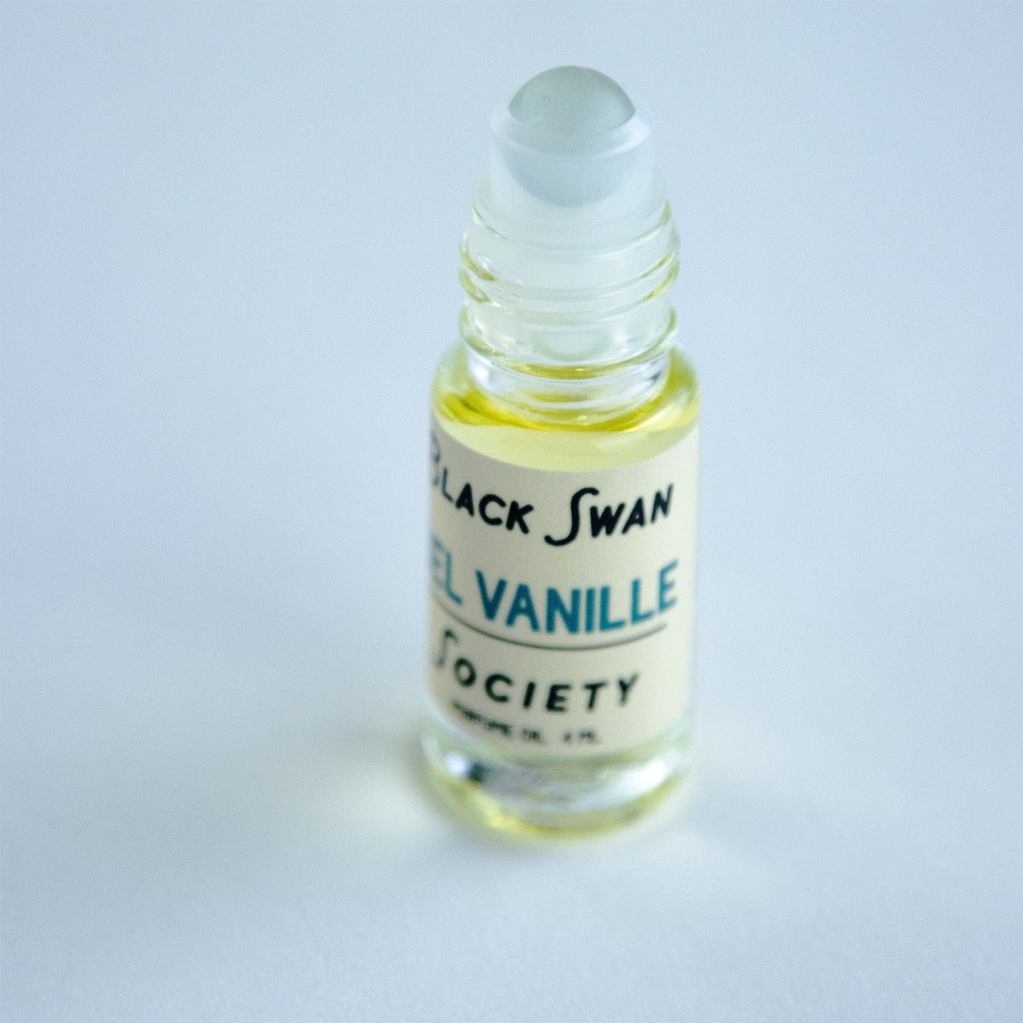 SEL VANILLE | Perfume Oil Rollerball - Black Swan Society 4ml with the cap exposed